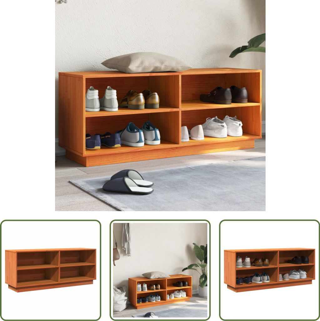 The Living Store Schuhschrank Wachsbraun 110x34x45 cm Produktbild 