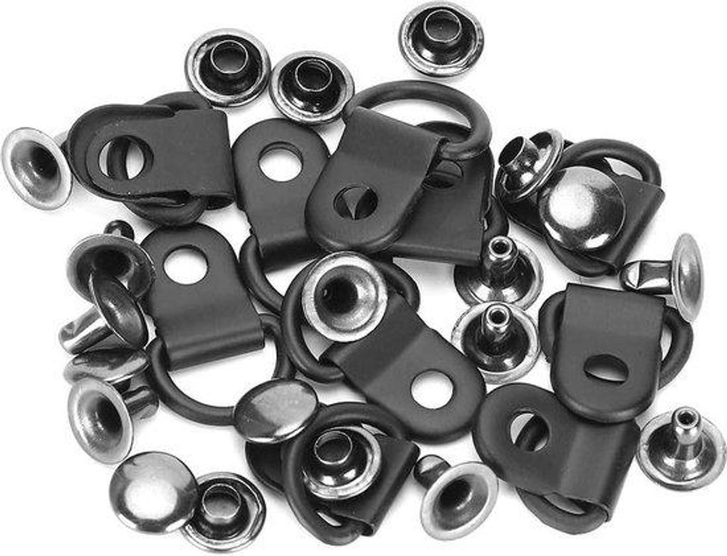 9x14mm Metallene D-Ring Oogjes mit Klinknageln - Set aus 100 Stück für Wanderstiefel und Rucksäcke