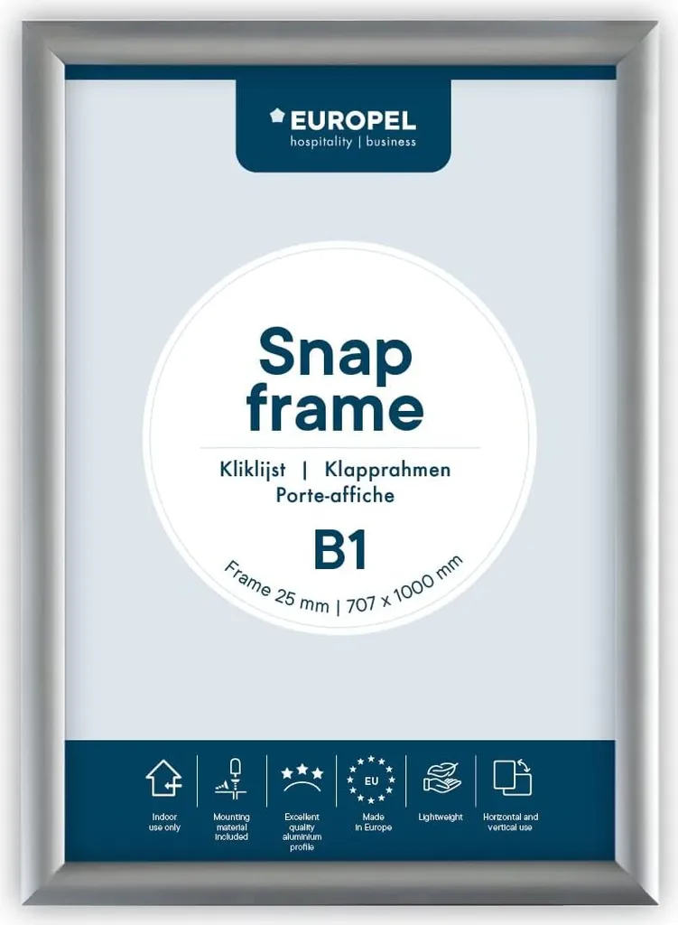 Cadre Affichage B1 pour Publicité en Magasin - Aluminium Argent 25 mm