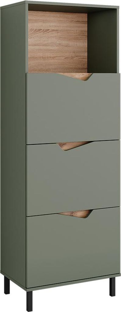 Kommode Vicco Marelle Grün/Artisan 60 x 169.5 cm mit 4 Fächern, Model 57876