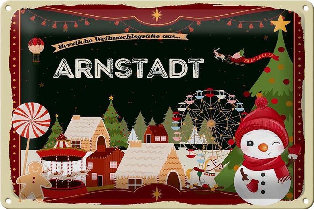 Blechschild Weihnachten Grüße ARNSTADT 30x20cm