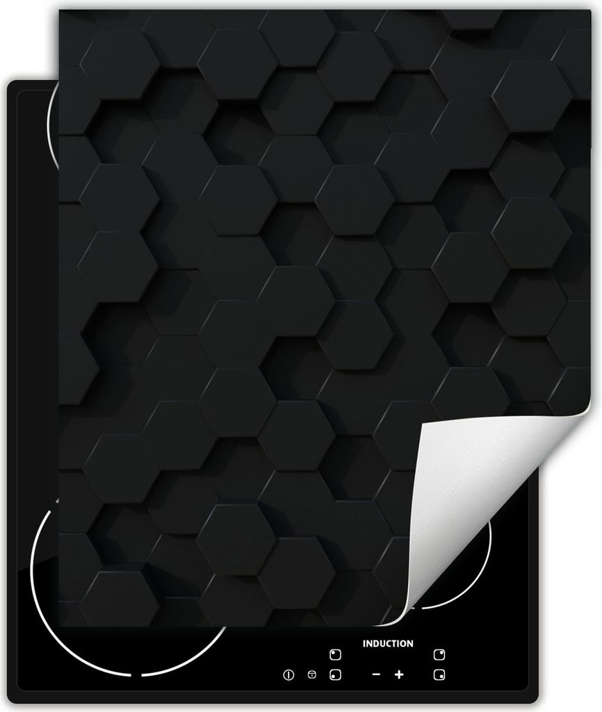 DarHaus Herdabdeckplatte 45x52 cm Anti Rutsch Matte Aufrollbar, schwarz 3d