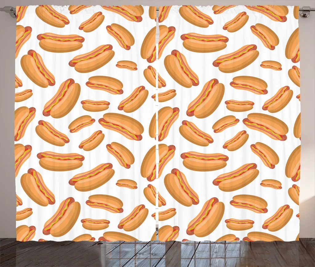 Rideau Anti-Regards 280x225 cm Motif Hotdog pour Fenêtre Large et Salon