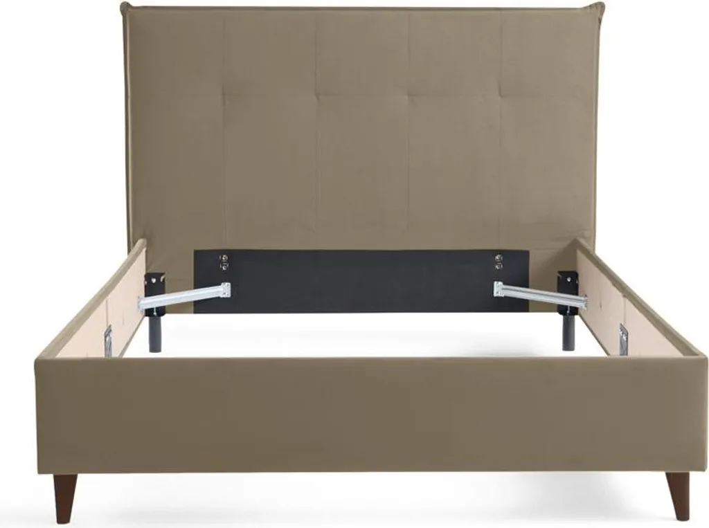Cadre de Lit 160x200 Best Mobilier Dali en Velours Taupe de Qualité