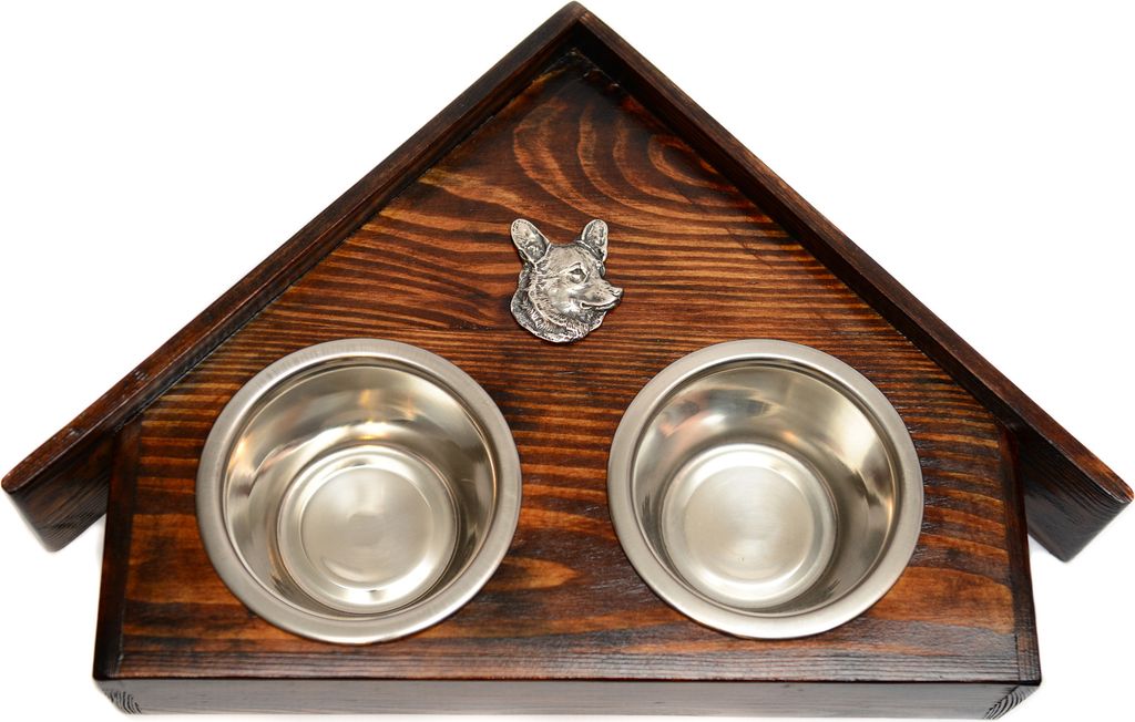 Cardigan Welsh Corgi - Holzständer mit Schalen für Hunde, dekorative Hundeschalen, Geschenk zur Adoption eines Hundes von der Marke Art-Dog
