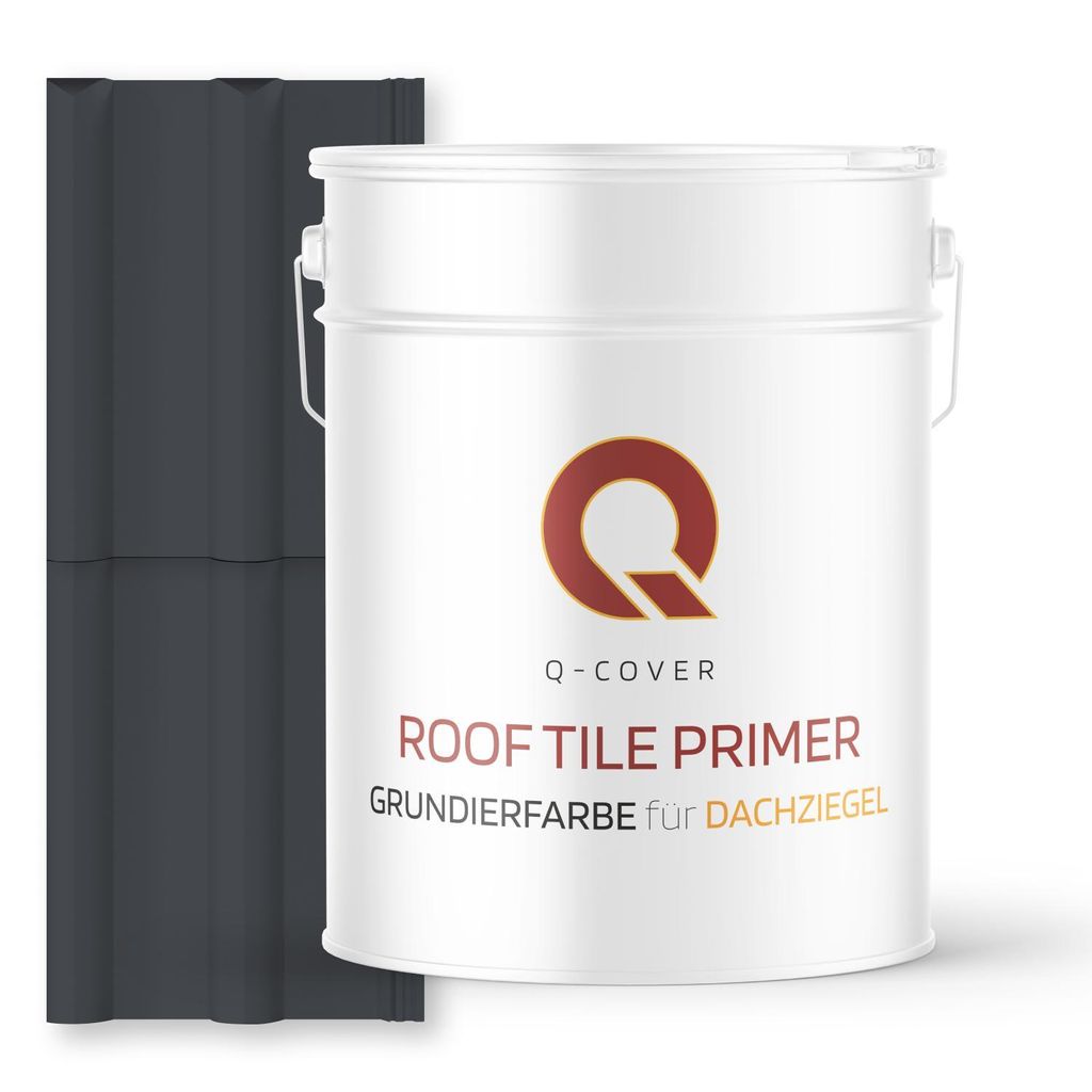 Grundierfarbe für Dachziegel Graphitgrau RAL 7024 10 L | wetterfeste Dachbeschichtung | für Ziegel, Beton, Eternit | UV-beständig | Q-COVER