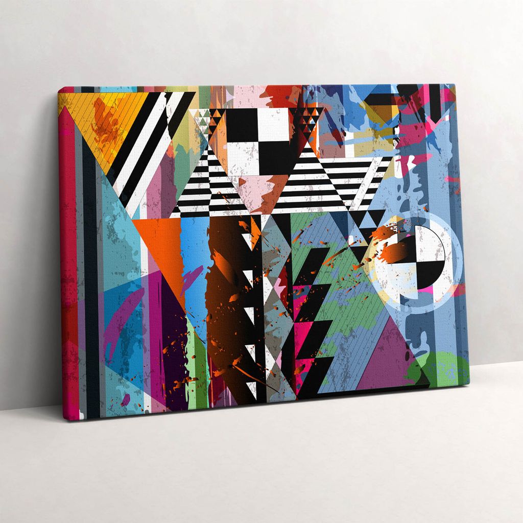 Abstrakte Streifen und Dreiecke – Leinwandbild Wandbild – 80x60 cm – Leinwandbilder – Wandbilder – Schlafzimmer – Flur