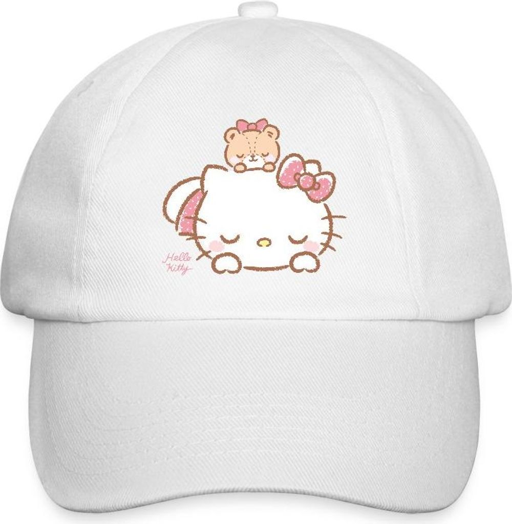 Spreadshirt Hello Kitty Mit Teddy Auf Dem Rücken Baseballkappe, One size, Weiß/Weiß