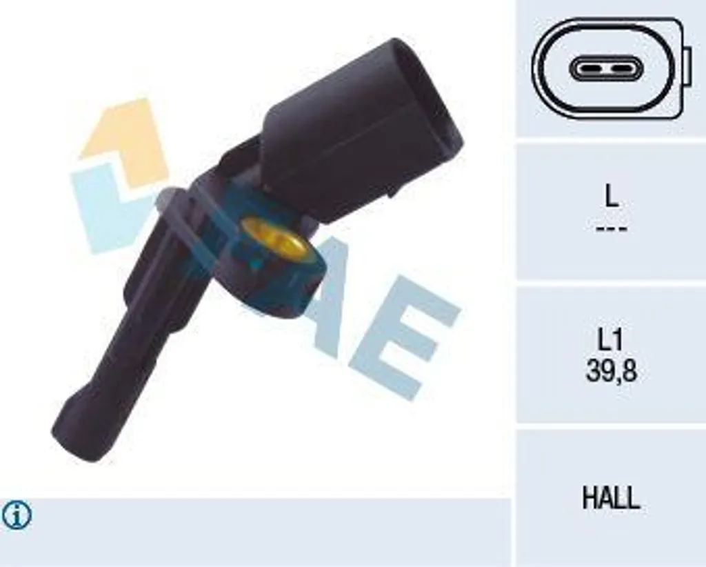 FAE 78101 Sensore velocità ruota OE 1K0927808 compatibile con Jetta, Passat 3C, Golf VI, Golf V, Golf Plus, Beetle, Yeti, Superb, Octavia, Toledo, Leon, Altea XL, Altea, Alhambra, TT, Q3, A3 8P, Passat CC, Scirocco, Sharan, Tiguan, Touran
