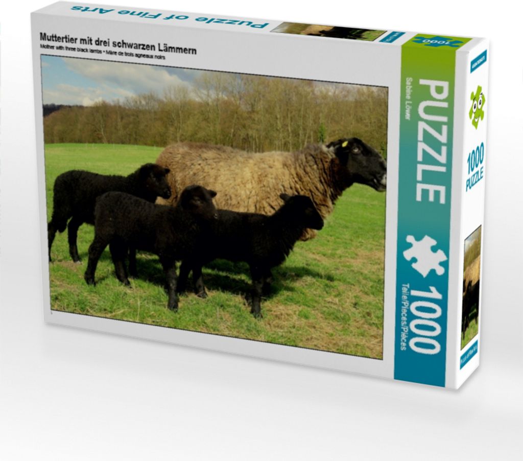 Calvendo Muttertier mit drei schwarzen Lämmern 1000 Teile Puzzle quer 640x480mm, Löwer Sabine; 7406694