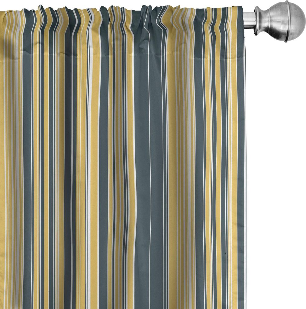 ABAKUHAUS Geometrisch Vorhänge, Gardinen, Barcode-Art-Muster in den Retro- Farben-geraden parallelen vertikalen Linien, 2 Stück 75 x 175 cm, Dunk...