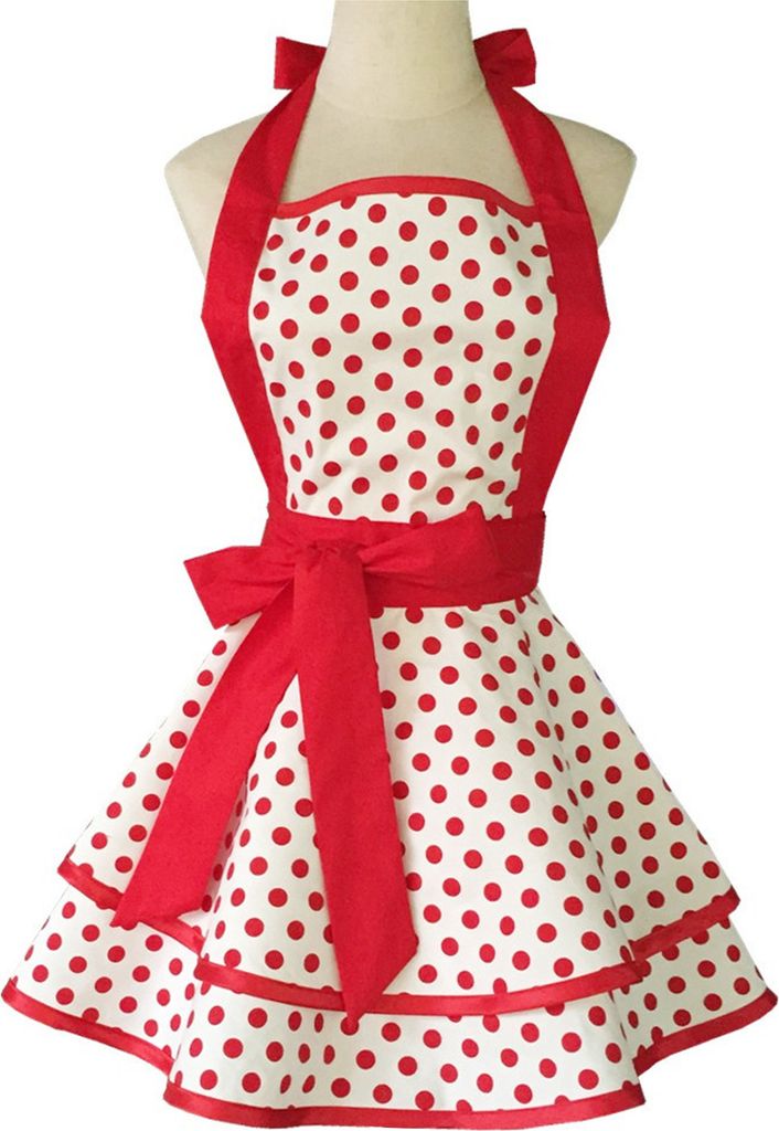 Vintage-Schürze für Damen, zum Kochen, Backen, Grillen, Streifen, Brust-bis-Knie-Abdeckung, verstellbarer Hals, Streifen, gepunktete Schürze, Re...