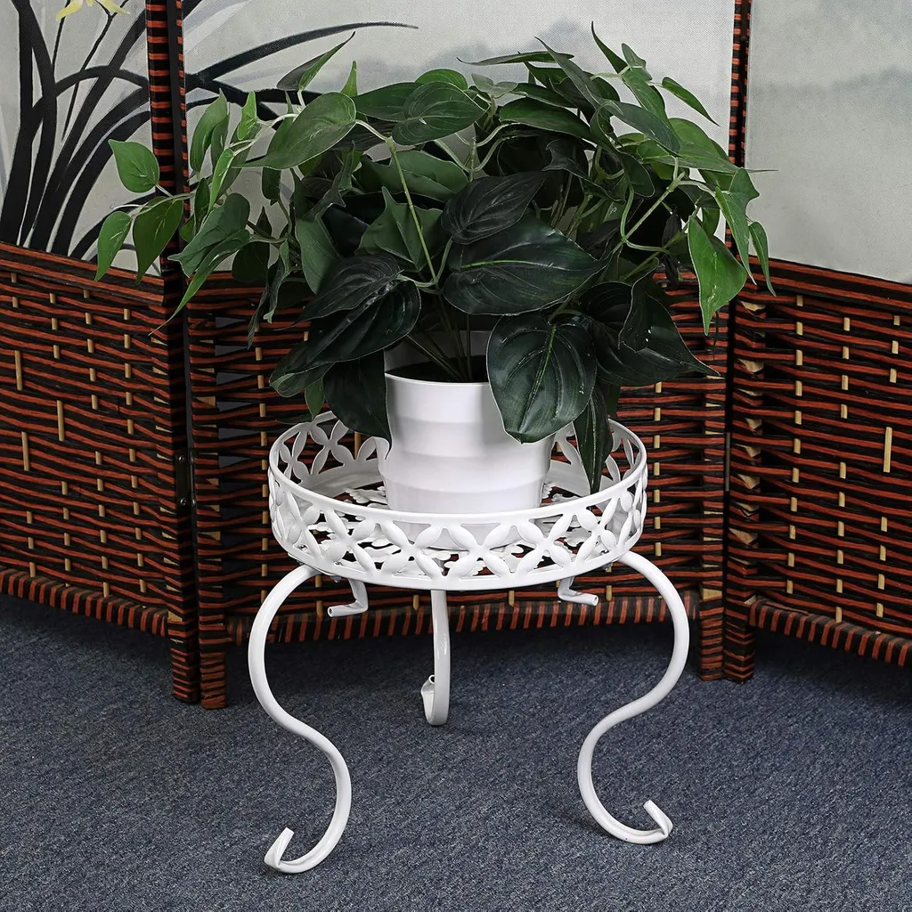 Support de Plantes en Métal Blanc - Porte-Pot de Fleurs Design Intérieur - 3