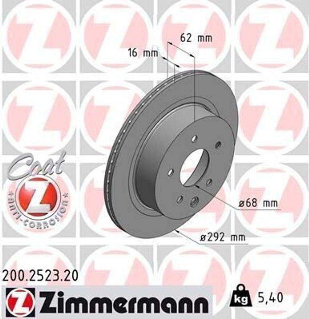 ZIMMERMANN 200.2523.20 - Bremsscheibe für Juke (F15), Leaf (ZE0), Qashqai +2 I (J10), X-Trail (T30), X-Trail (T31), Koleos I (HY)
