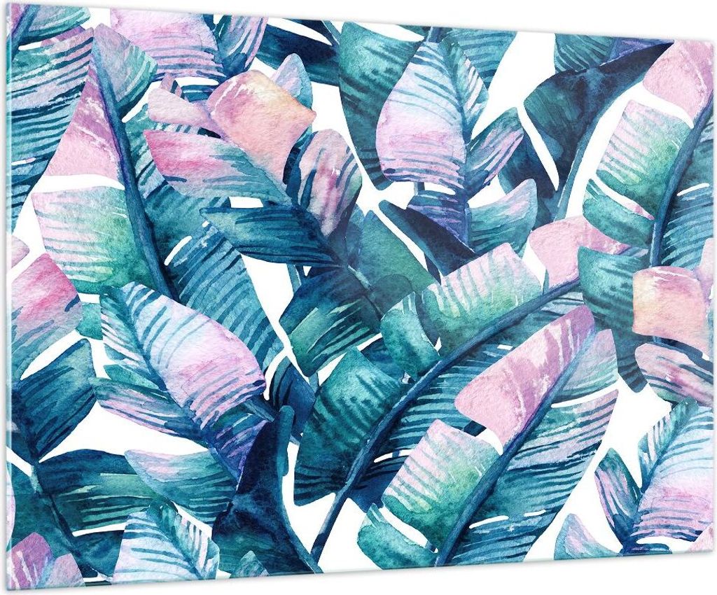 Bilder auf glas - Blatt Pflanze Blume - 100x70cm - Glasbilder - Wandbilder - Kunstdruck - zum Aufhängen bereit - Wanddekoration aus Glas - Glas Bi...