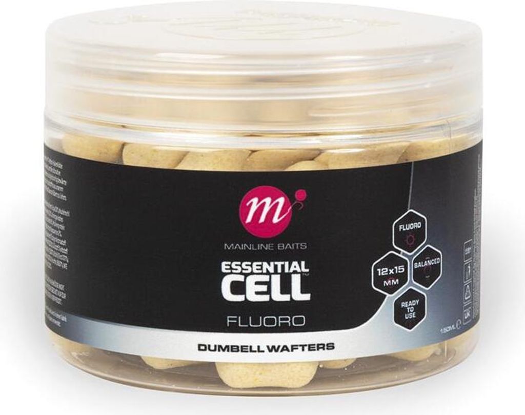 Mainline Essential Cell Fluoro Dumbell Wafters 12x15mm Weiße Kugeln