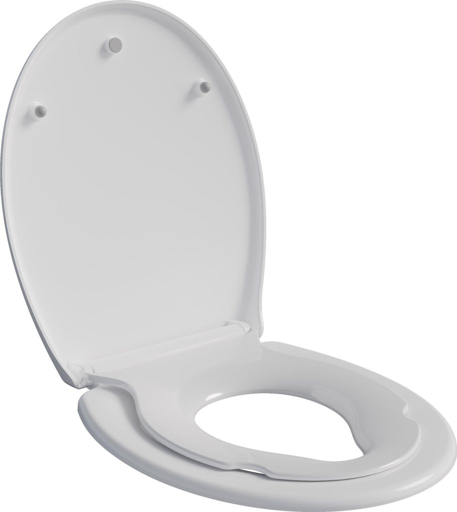 BERNSTEIN Ovaler Familien-WC-Sitz U2006 mit integriertem Kindersitz, Soft-Close und Quick-Release Funktion, Antibakteriell, Weiß