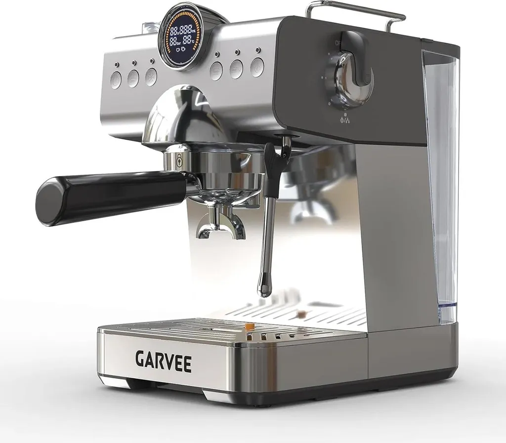 Kaffeemaschine - Halbautomatische Espressomaschine - 20 Bar - 1450 W - 1,5 L Wassertank - Milchaufschäumer - LED-Display - EU‑Stecker 220–230 V - Weiß