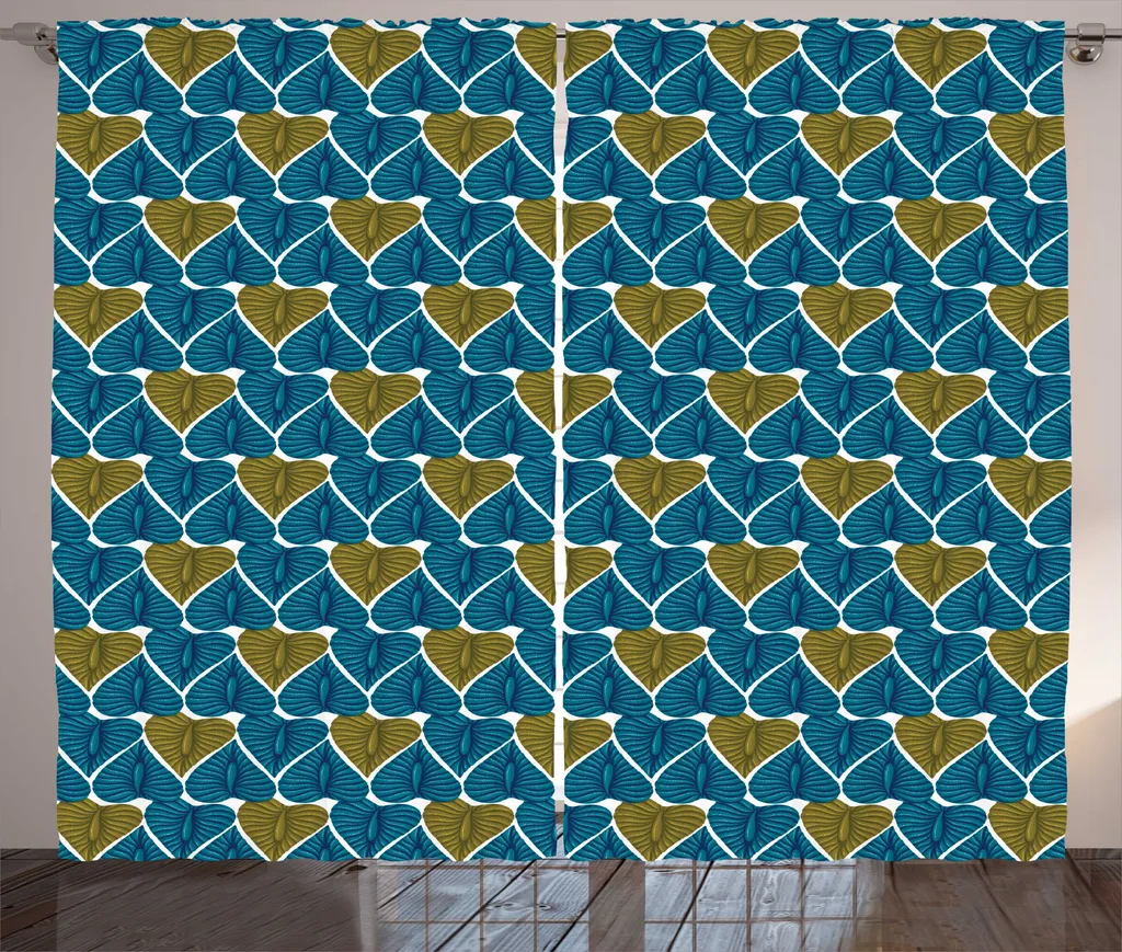 Rideaux décoratifs pour salon ambiance exotique 280x225 cm Bleu Vert