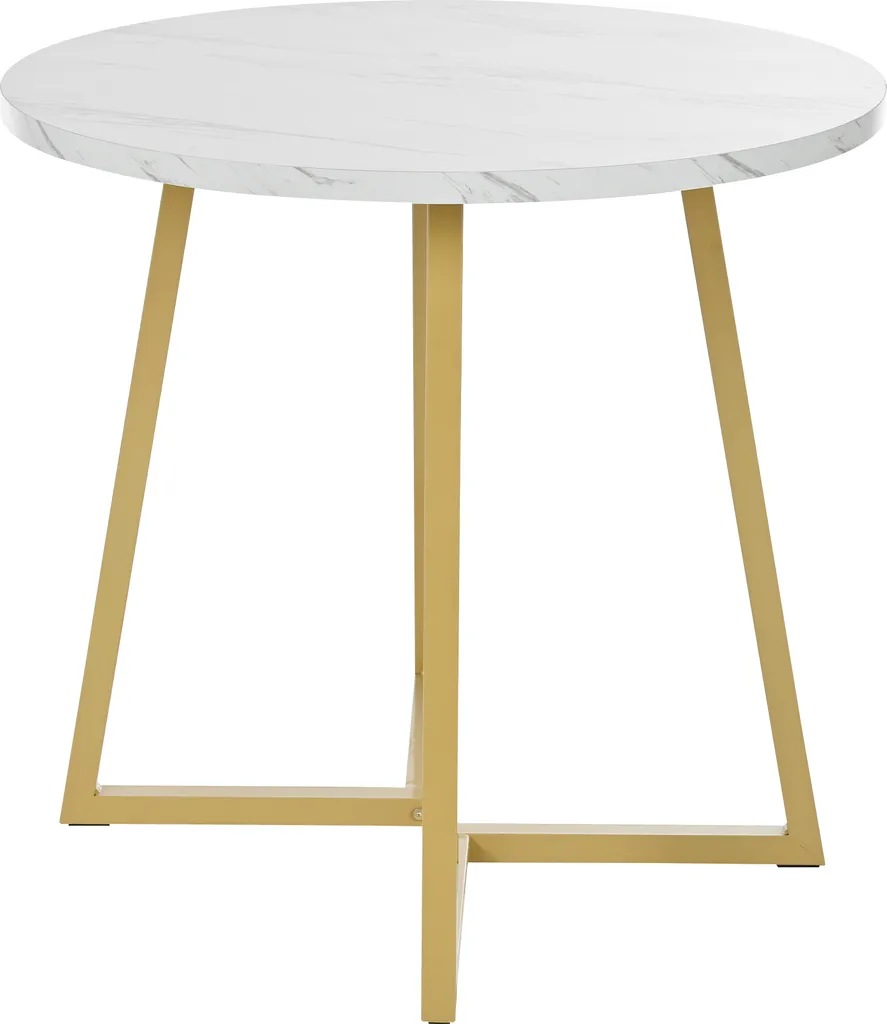 Tavolo Rotondo Marmo e Oro 80cm - Eleganza Flieks per Piccoli Spazi - 2