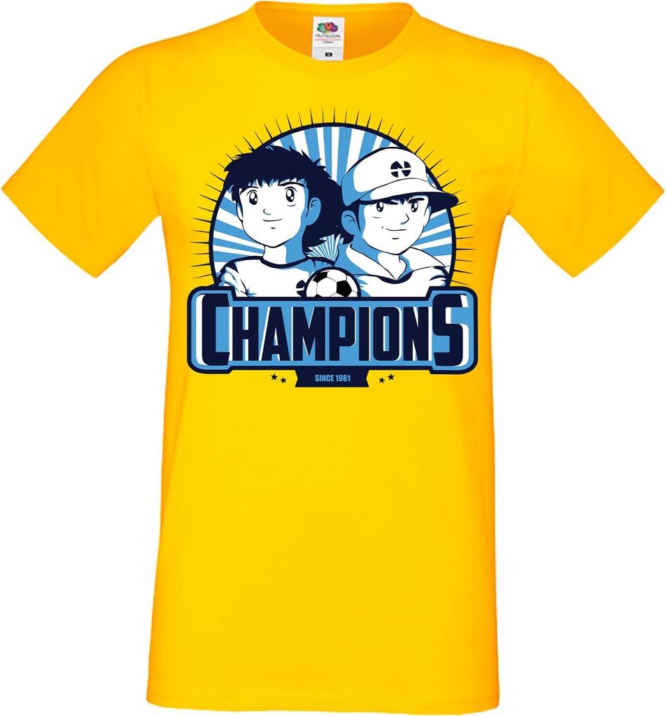 Herren T-Shirt Manga Anime Captain Tsubasa 01 Captain Tsubasa, Man M / Gelb