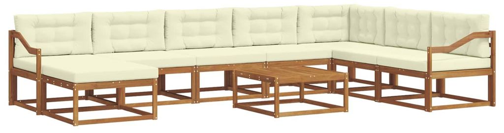 vidaXL Outdoor-Sofagarnitur mit Kissen 9 pcs Natur und Creme