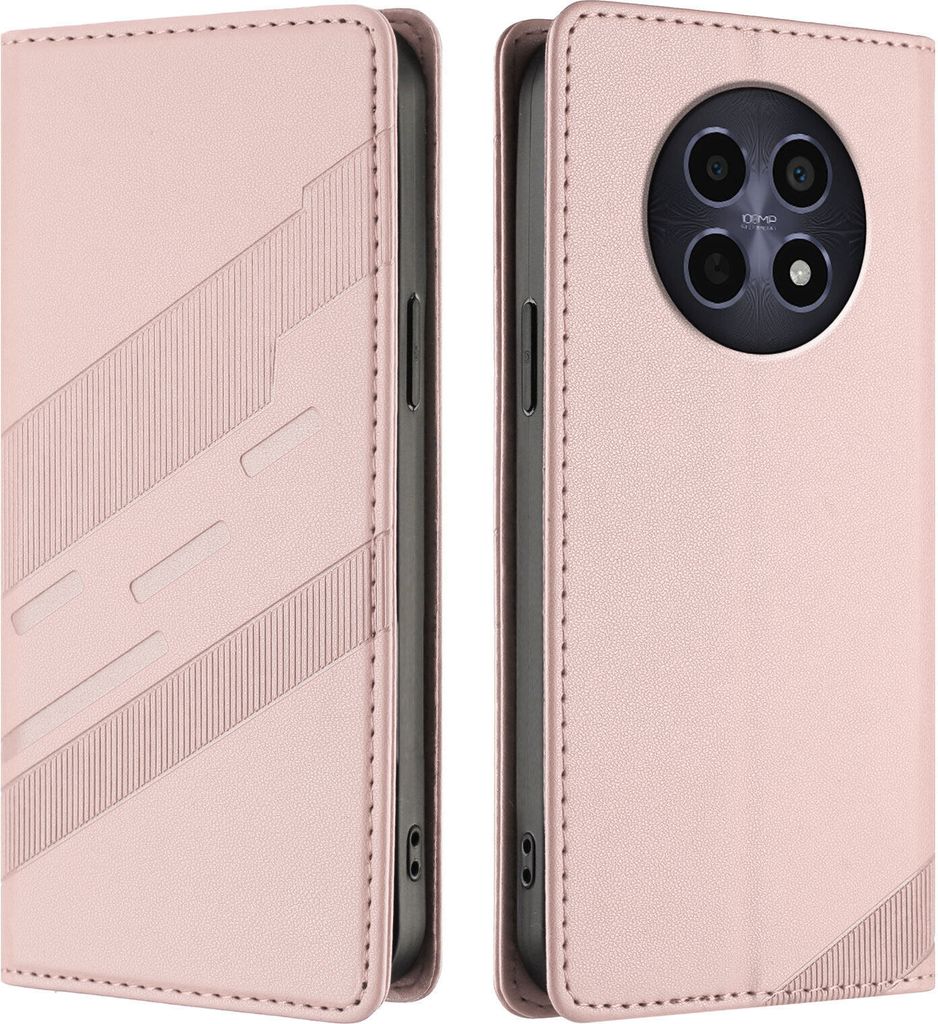 Hülle für Realme 12/Realme 12x, Kunstleder Brieftaschen Handyhülle mit Kartenfach und Standfunktion Pink