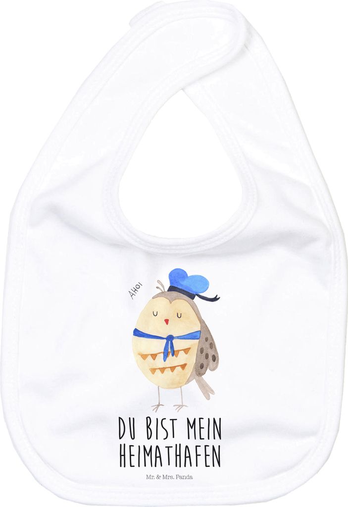 Mr. & Mrs. Panda Schlabberlatz Eule Matrose - Weiß - Geschenk, Freundin, Lätzchen Für Babys, Hochzeitstag, Ehe, Heimathafen, Babylätzchen, Baum...