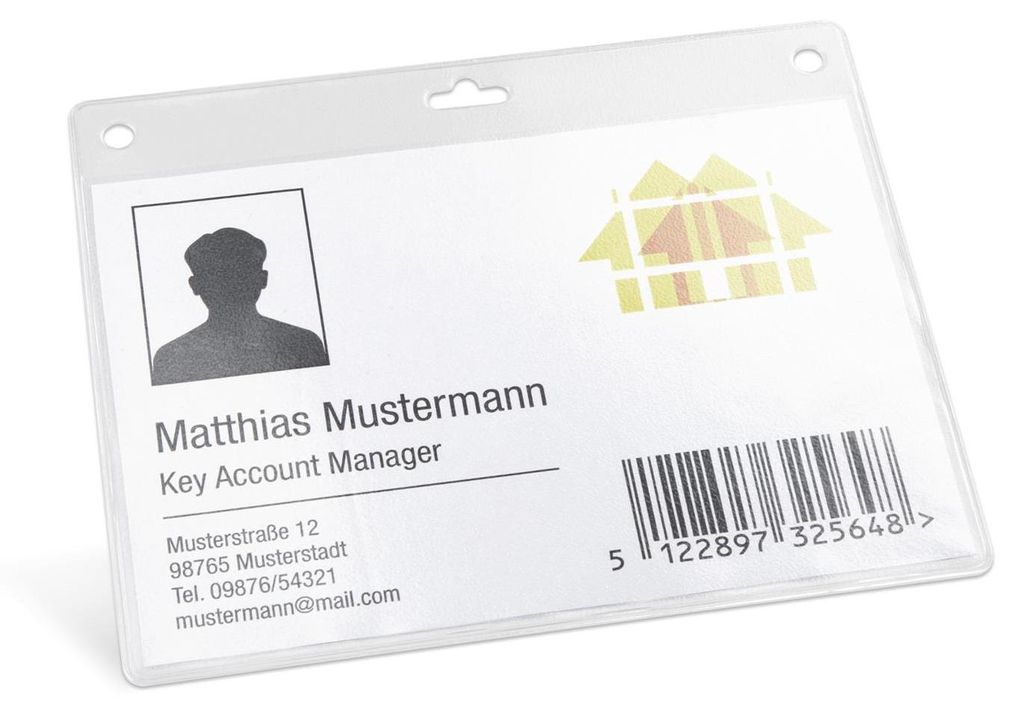 PVC-Ausweishülle in verschiedenen Formaten verfügbar, transparent, mit Euro-Lochung sowie abwischbar, Format A6 quer, Transparent, Verpackungsein...