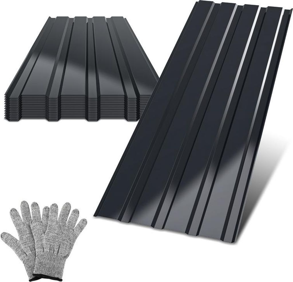 TolleTour 12xTrapezblech 115x45 cm=6 m2 Dachblech für Gerätehaus Carport Anthrazit Profilblech Dachblech Wellblech Dachplatten Wandblech Grau