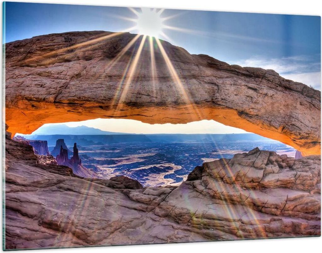 Bilder auf glas - Felsen Ansicht Landschaft - 120x80cm - Glasbilder - Wandbilder - Kunstdruck - zum Aufhängen bereit - Wanddekoration aus Glas - G...