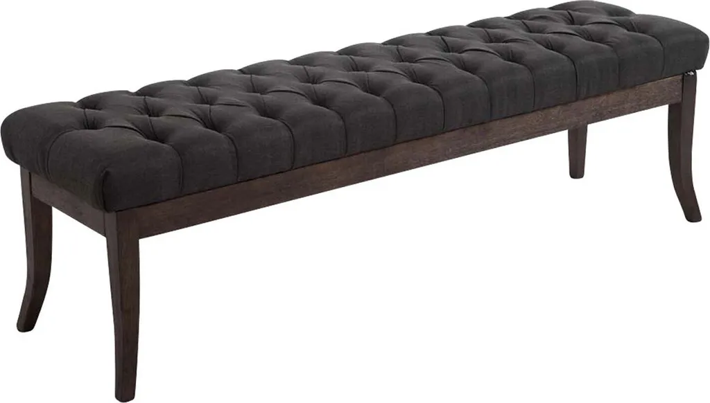 Grand banc rembourré Ramses 150 cm en textile antique gris très foncé