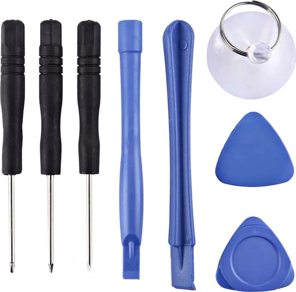A set of electronic repair tools arranged on a white background.