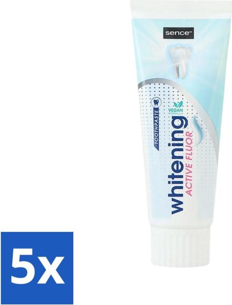 Sence - Whitening - Zahnpasta - Mit Fluor - 75 ml - Vorteilspack - 5 Stücke