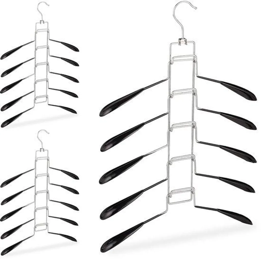 Lot de 3 patères antidérapantes compactes en métal et PVC noir robuste
