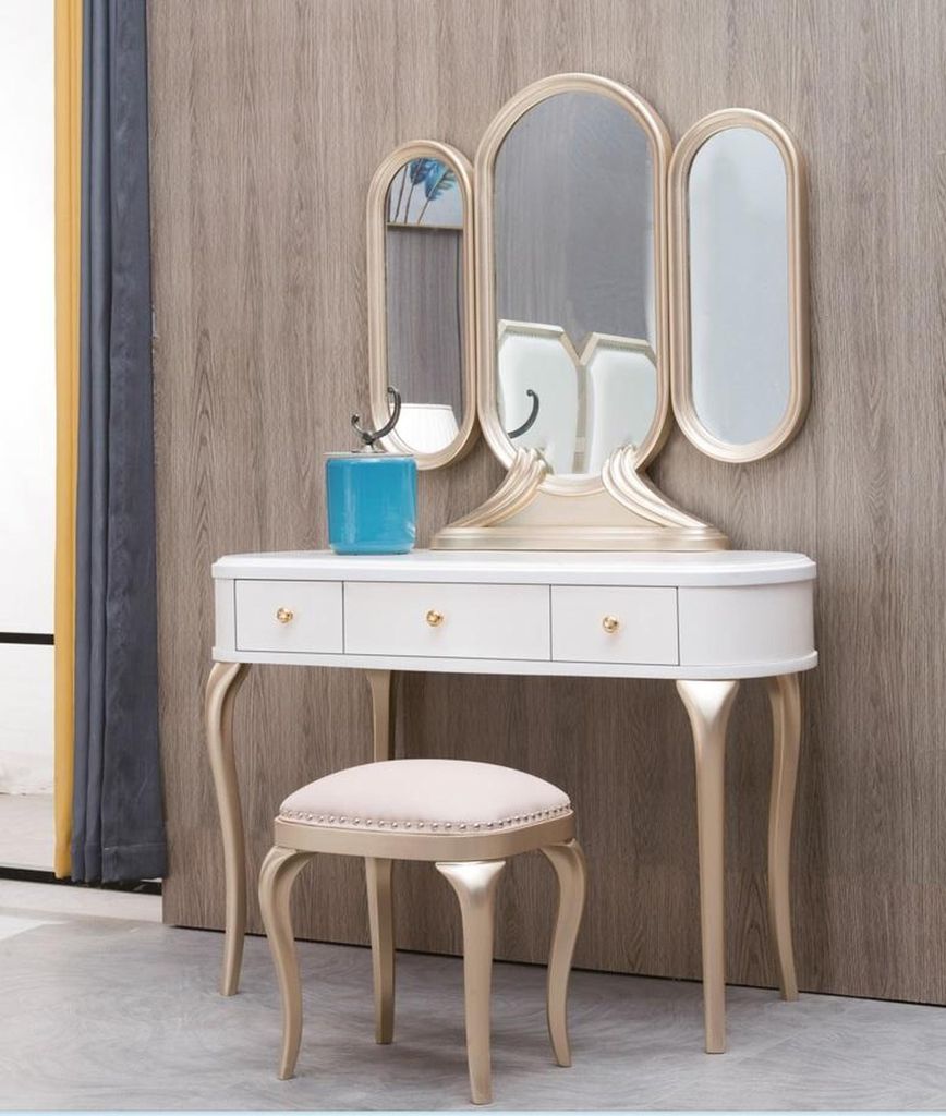 Schminktisch mit Spiegel Luxus Konsole Kommode Schlafzimmer Hocker Komplett Set