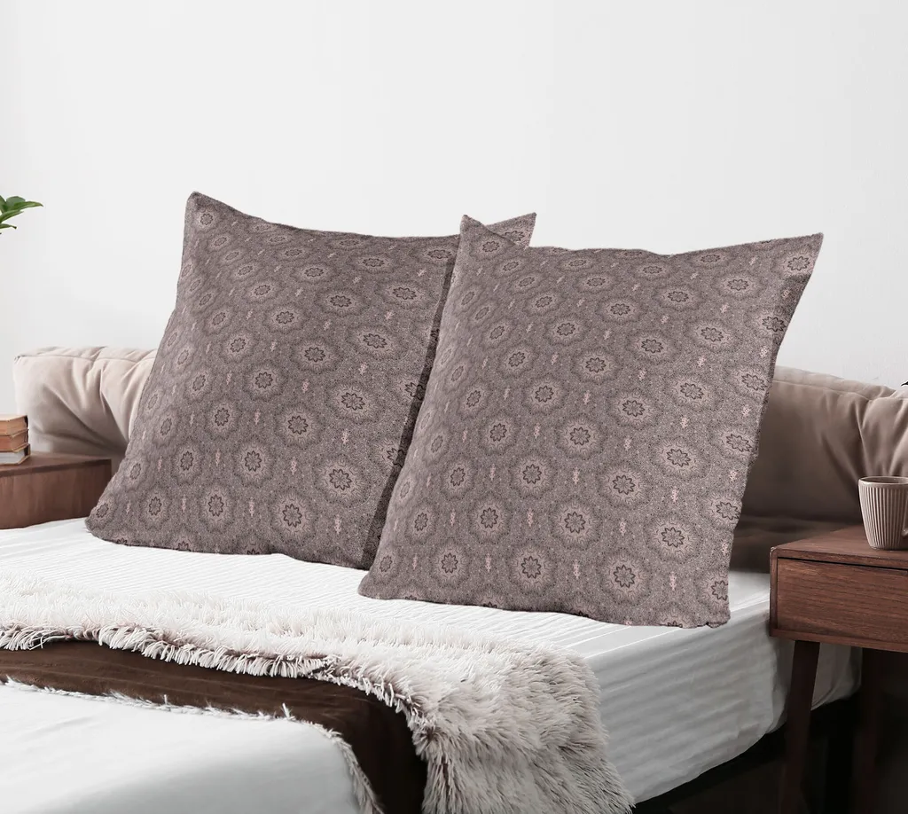 Lot de 2 Taies de Coussin Décoratives 80x80 cm Style Bohème Mandala Rouge