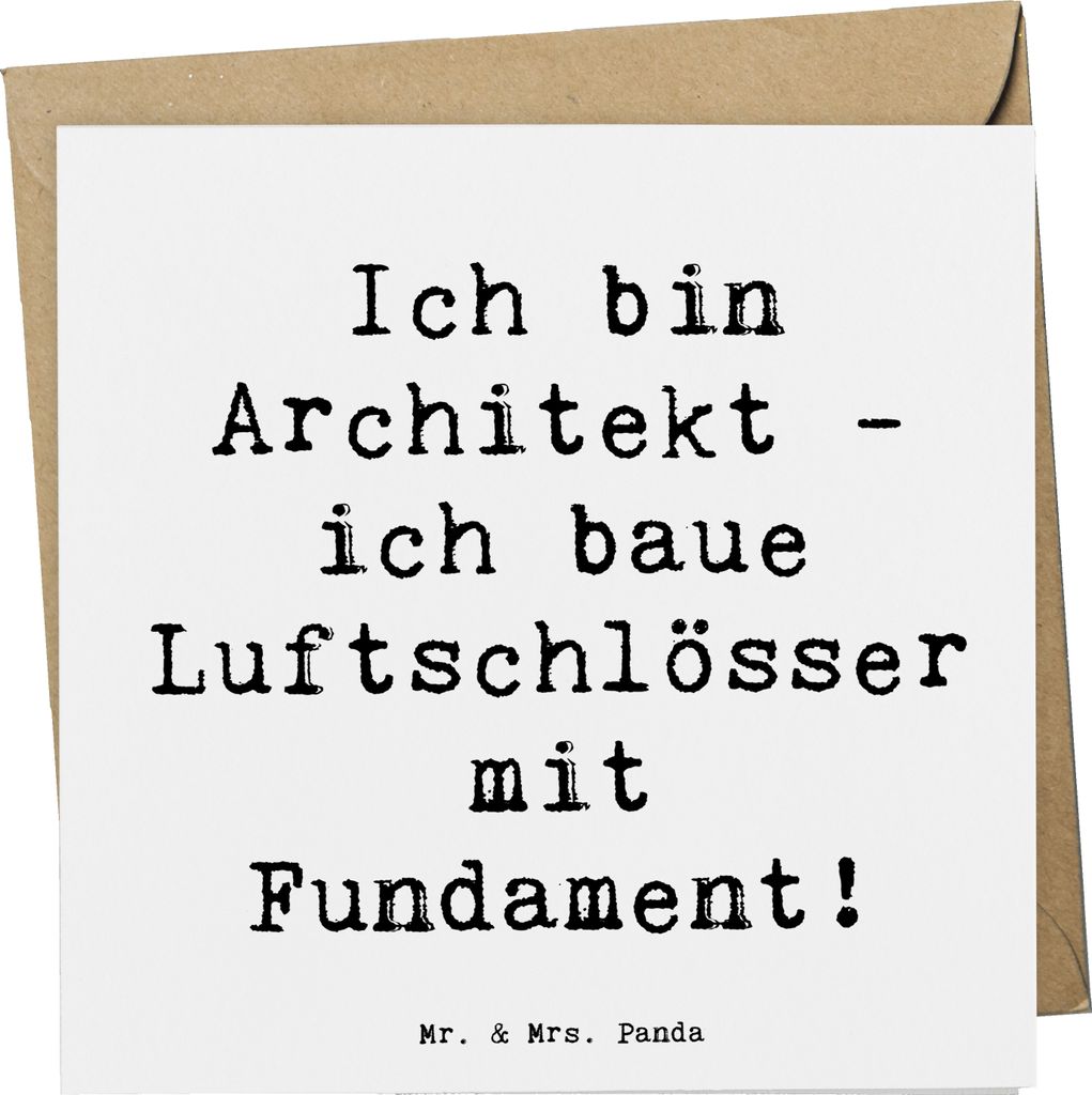 Mr. & Mrs. Panda Grußkarte Spruch Architekt Luftschlösser - Weiß - Geschenk, Visionen, doppelkarte, Geschenke mit Herz, Stadtgestaltung, faltkar...