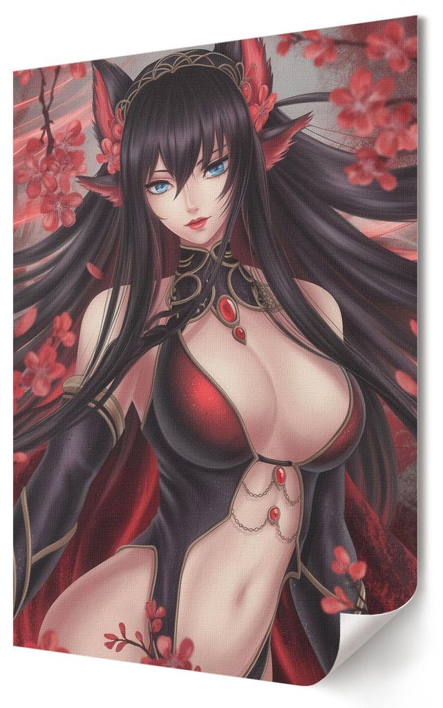 Anime-Frau- Kunstdruck A4 - Retro, humorvoll, Popkultur- Wandbild für Wohnzimmer Schlafzimmer & Flur, Modernes Poster Wanddeko, Ungerahmt