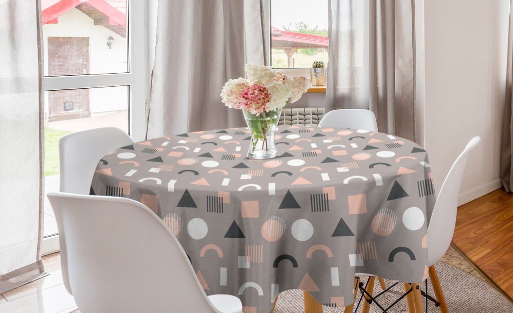 ABAKUHAUS Geometrisch Runde Tischdecke, Zeitgenössische Kunst Kunstwerke, Kreis Tischdecke Abdeckung für Esszimmer Küche Dekoration, 150 cm, Bla...