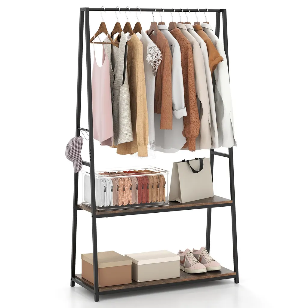 Rangement Vêtements et Chaussures pour Entrée ou Chambre en Métal Noir