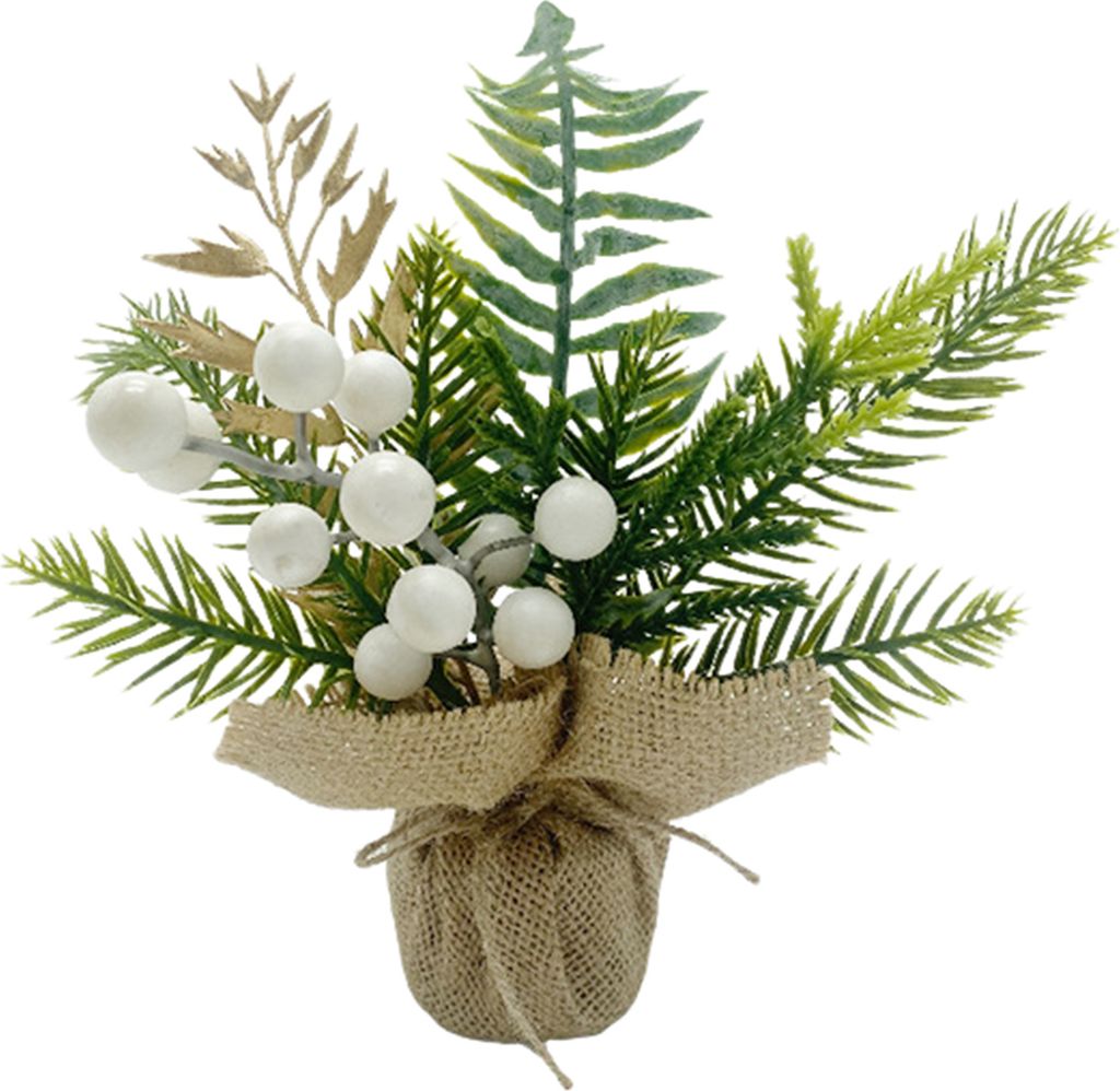 Mini-Weihnachtsbaum mit Beeren, kleiner Tisch-Weihnachtsbaum, künstlicher Blumenstrauß, Weihnachtsdekor für Bürozimmer, Desktop E