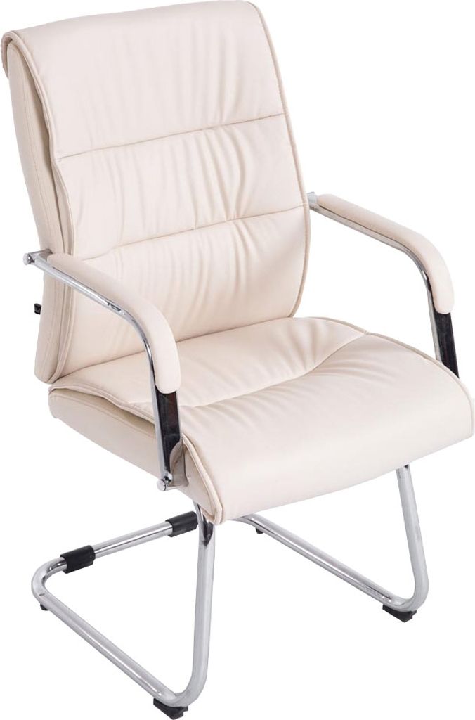 Konferenzstuhl CP605, Freischwinger Besucherstuhl, Kunstleder creme
