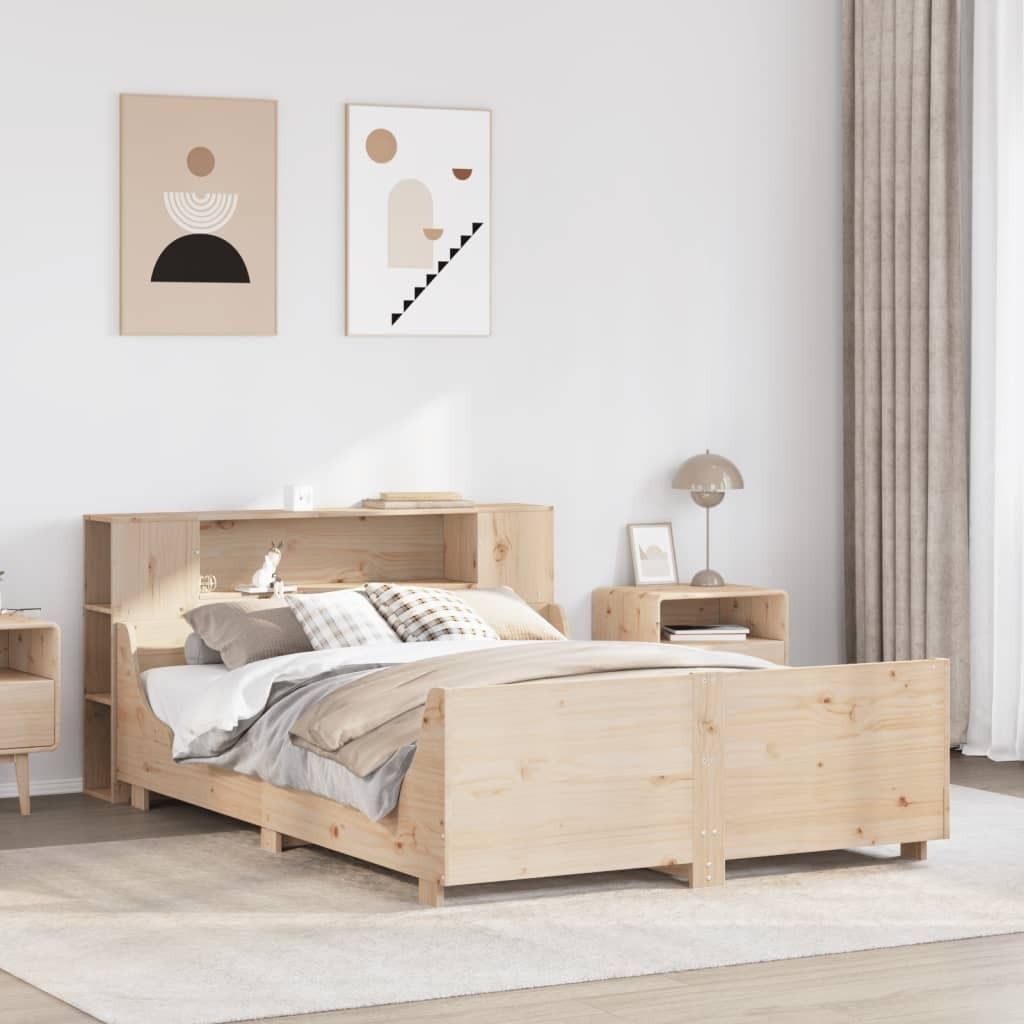 Maison Exclusive - Massivholzbett ohne Matratze 135x190 cm Kiefernholz