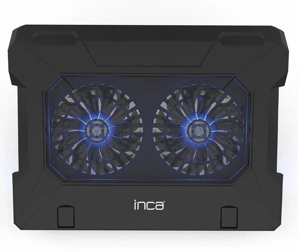 Inca Ergonomic Double Fan Portable Laptop-kühlbasis Schwarz Schwarz One Size