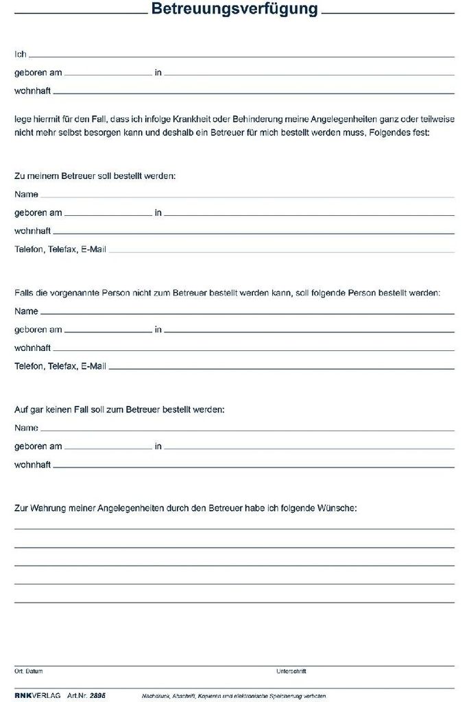 RNK Formulare in hochwertiger Mappe Patientenverfügung Produktbild 