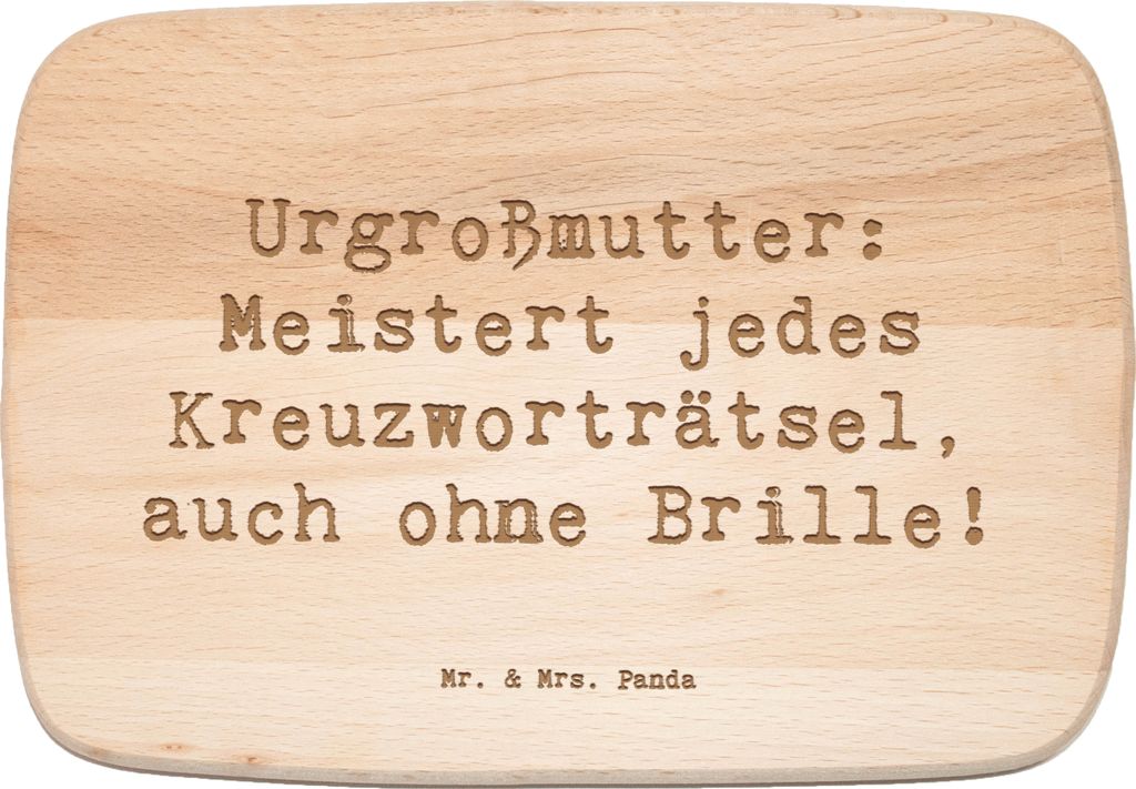 Mr. & Mrs. Panda Holz Servierbrett Spruch Urgroßmutter Genie - Transparent - Geschenk, Holzbrettchen, Weisheit, Ahnen, Familientradition, Familie,...