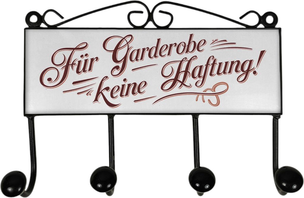 Für Garderobe keine Haftung! Kleiderhaken Leiste mit 4 Haken