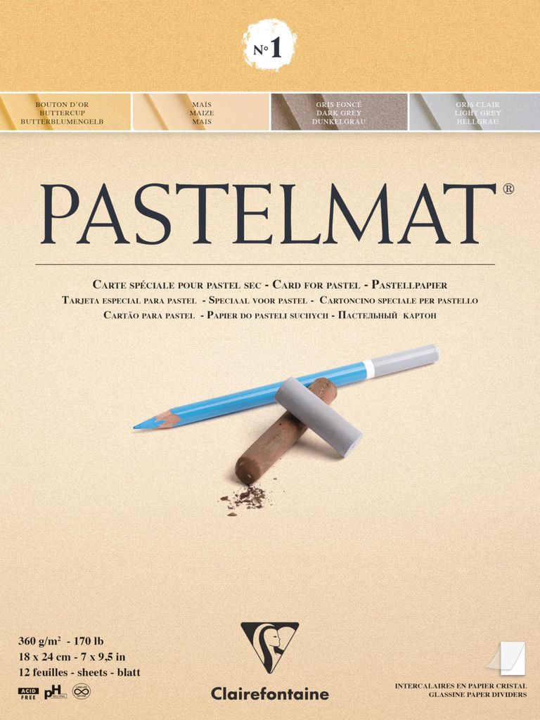 Clairefontaine Blocco Pastelmat assortito 18x24cm 12 fogli Immagine del prodotto 