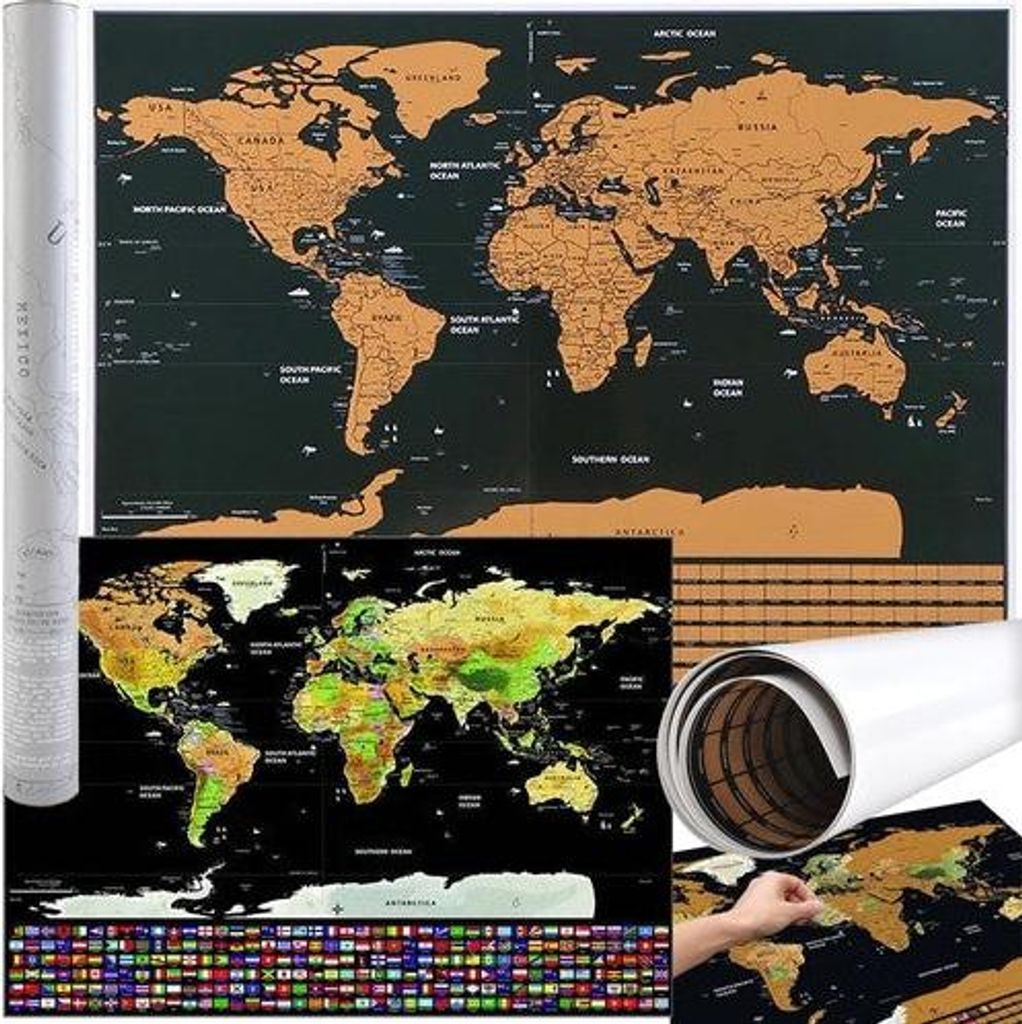 Mapa świata - zdrapka z flagami 23443 Zdjęcie produktu 